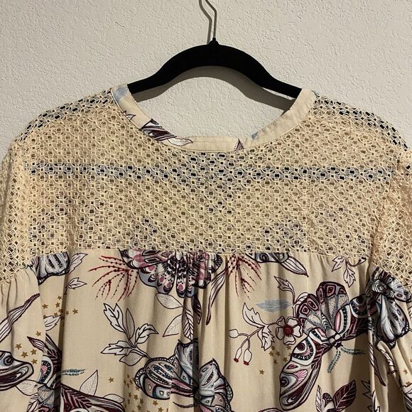 A.N.A Woman's Ivory Lace Top‎ Blouse All Over Butterfly Print Size XL 3/4 Sleeve - Picture 9 of 13